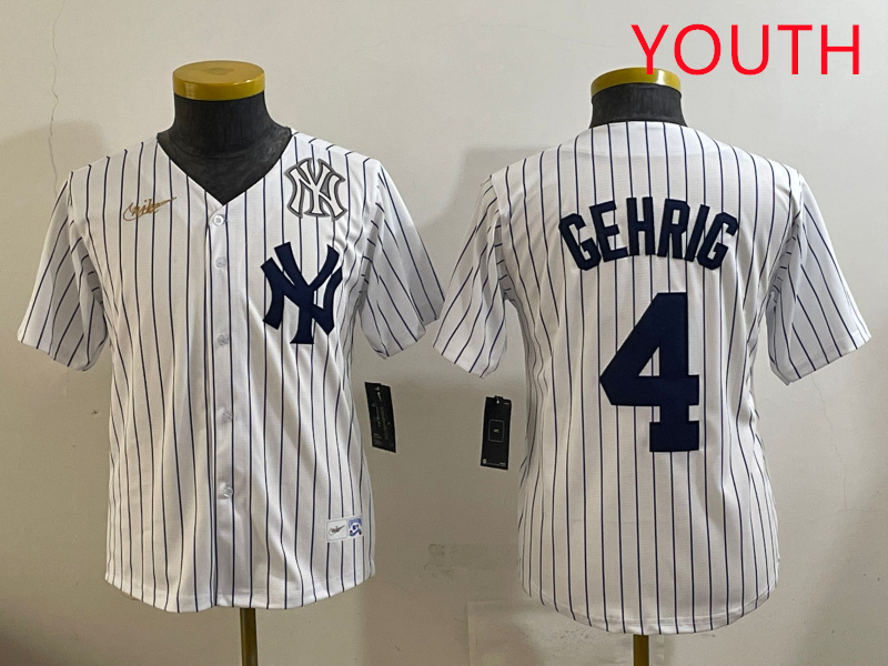Youth New York Yankees #4 Gehrig White 2025 Nike MLB jersey style 7